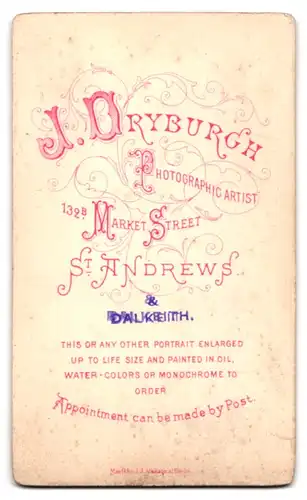 Fotografie J. Dryburgh, St. Andrews, 132 B, Market Street, Junger Herr in Anzugjacke mit Krawatte