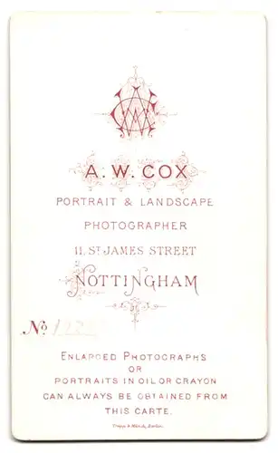 Fotografie A. W. Cox, Nottingham, 11. St. James Street, Dame im verziertem Gewand mit Spitzenkragen