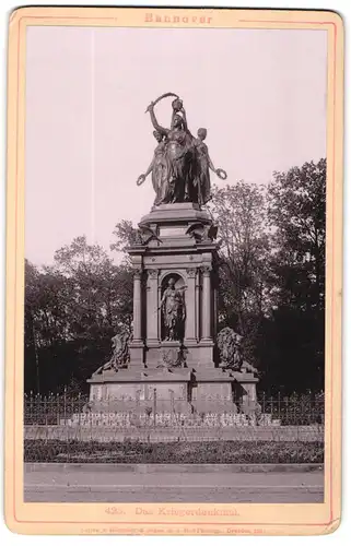 Fotografie Lichtdruck Römmler & Jonas, Dresden, Ansicht Hannover, Blick auf das Kriegerdenkmal