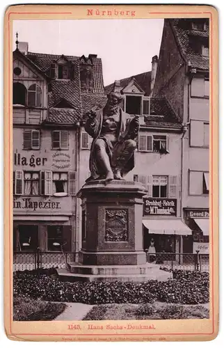Fotografie Lichtdruck Römmler & Jonas, Dresden, Ansicht Nürnberg, Geschäfte am Hans Sachs-Denkmal