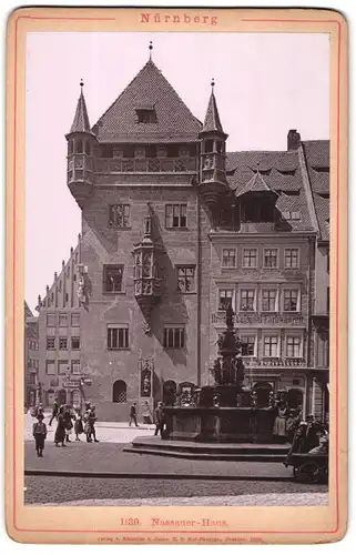 Fotografie Lichtdruck Römmler & Jonas, Dresden, Ansicht Nürnberg, Brunnen vor dem Nassauer Haus