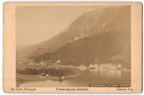 Fotografie Rob. Harth, Achensee, Ansicht Scholastika, Ortspartie mit dem Unütz