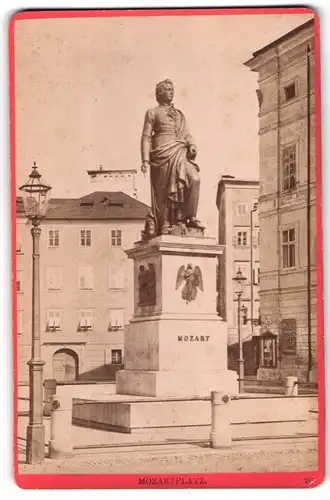 Fotografie Würthle & Spinnhirn, Salzburg, Ansicht Salzburg, Mozartplatz mit Mozart Denkmal