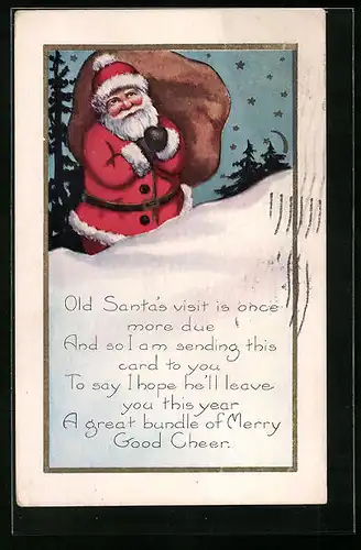 AK Weihnachtsmann mit gefülltem Sack