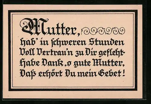 AK Gedicht zum Muttertag