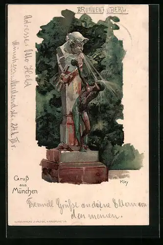 Künstler-AK Karl Mutter: München, Brunnenbuberl