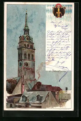Künstler-AK München, Petersturm, Münchner Kindl