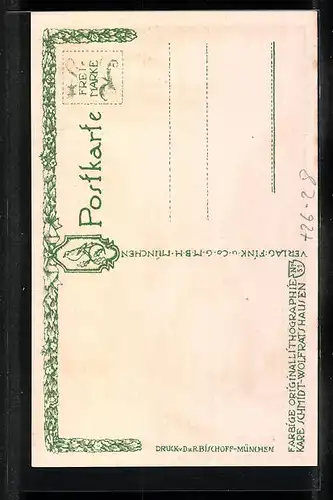 Steindruck-AK München, Altes Rathaus