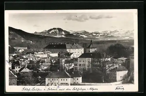 AK Laufen a. Salzach, Ortsansicht mit den Salzburger Alpen
