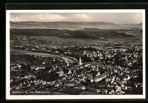 AK Rottweil, Fliegeraufnahme mit Fernsicht