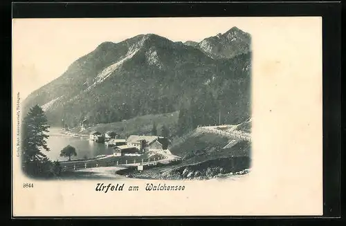 AK Urfeld /Walchsensee, Panorama mit Gebirge