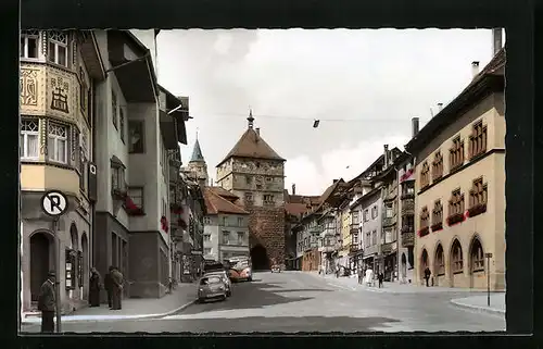 AK Rottweil, Hauptstrasse mit Schwarzem Tor