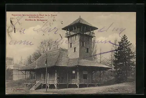AK Roubaix, Exposition Internationale du Nord de la France 1911, Pavillon de Madagascar