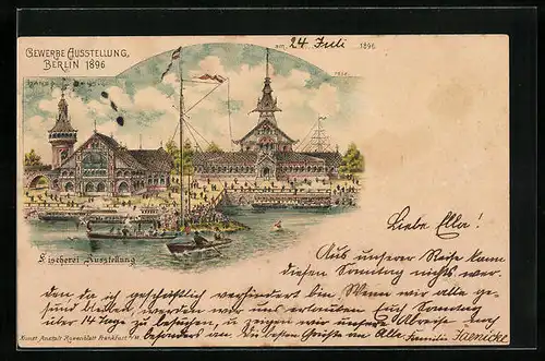 Lithographie Berlin, Gewerbe-Ausstellung 1896, Fischerei-Ausstellung