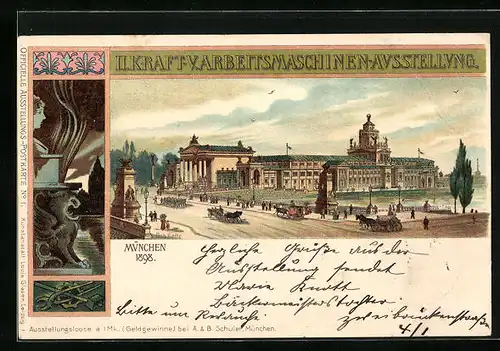 Lithographie München, II. Kraft- und Arbeitsmaschinen-Ausstellung 1898, Panorama