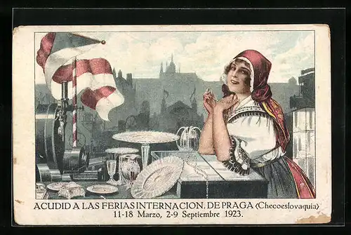 AK Prag, Acudid a las Ferias Internacion 1923