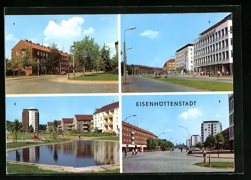 AK Eisenhüttenstadt, Strasse der Republik mit Kaufhaus, Leninallee
