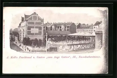 AK Wien, J. Kell`s Prachtsaal und Garten zum Auge Gottes in der Nussdorferstrasse