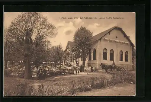 AK Wien, Anton Riedl`s Restauration Knödelhütte, mit Garten