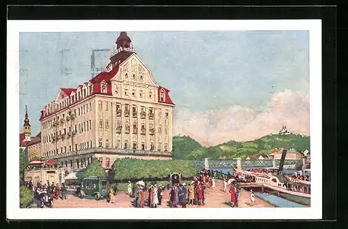 Künstler-AK Linz a. D., Hotel Weinzinger, Erzherzog Karl