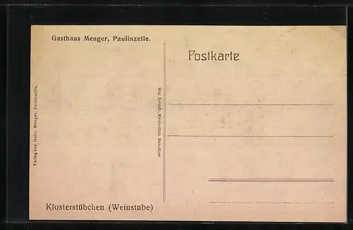 AK Paulinzelle, Gasthaus Menger, Klosterstübchen