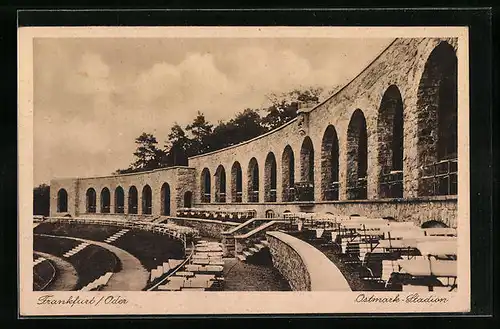 AK Frankfurt /Oder, Ostmark-Stadion mit Gartenwirtschaft