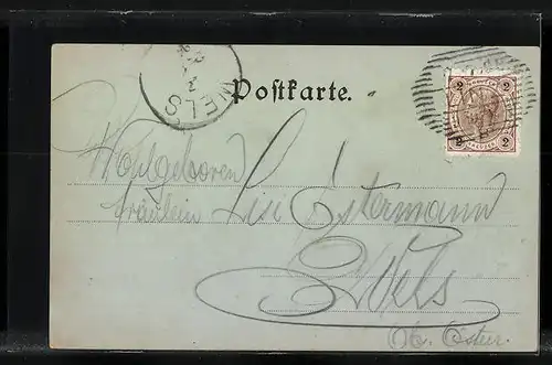 Mondschein-AK Linz /D., Brücke und Urfahr