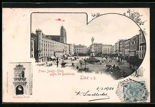 AK Linz /D., Franz Josefs-Platz, Domkirche