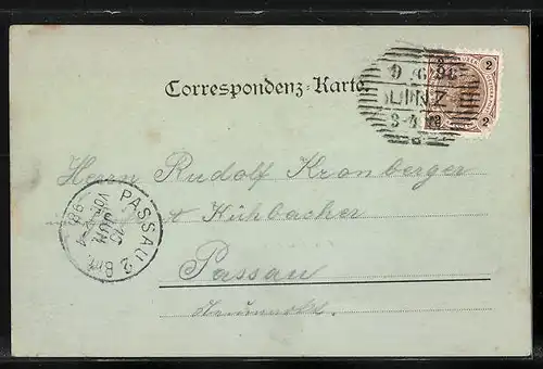 Mondschein-AK Linz /D., Franz Josef Platz