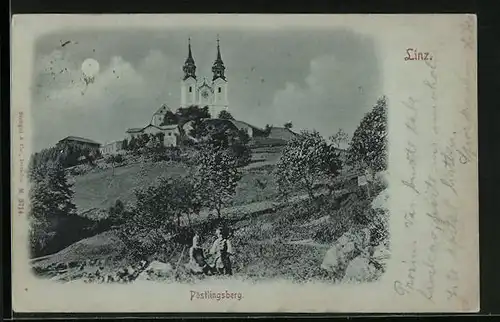 Mondschein-AK Linz /D., Pöstlingsberg