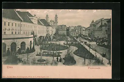 AK Linz /D., Promenade mit Park