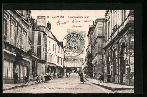 AK Clamecy, Rue du Marché, Strassenpartie