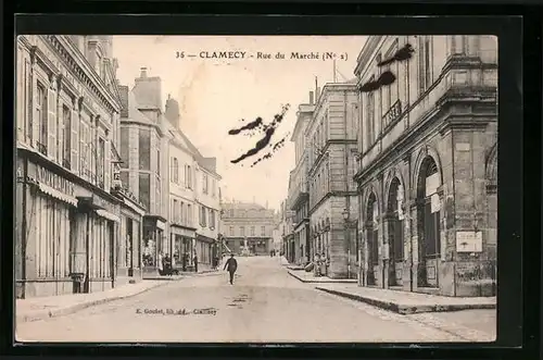 AK Clamecy, Rue du Marché, Strassenpartie