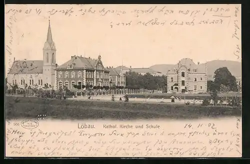AK Löbau /Sa., Katholische Kirche, Schule