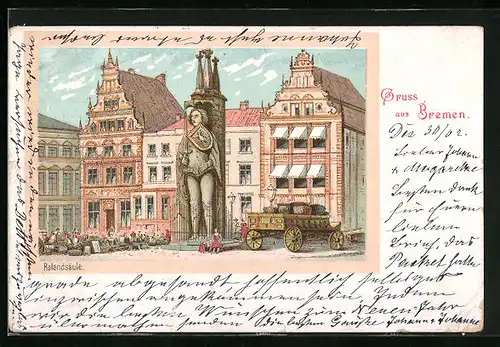 Lithographie Bremen, Rolandsäule