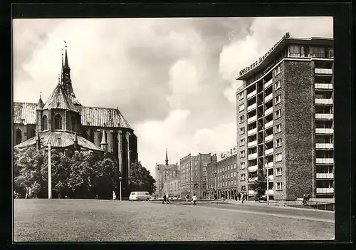 AK Rostock, Marienkirche und Lange Strasse