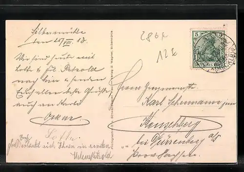 AK Plau, Kurhaus Silbermühle m. d. Silberquelle a. Plauer See