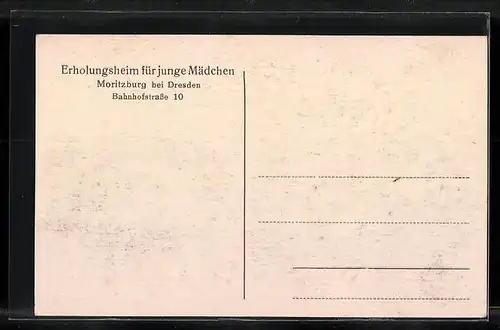 AK Moritzburg bei Dresden, Erholungsheim für junge Mädchen, Bahnhofstrasse 10