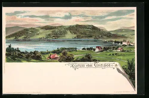 Lithographie Titisee, Panorama