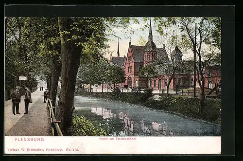 AK Flensburg, Partie am Staatsbahnhof