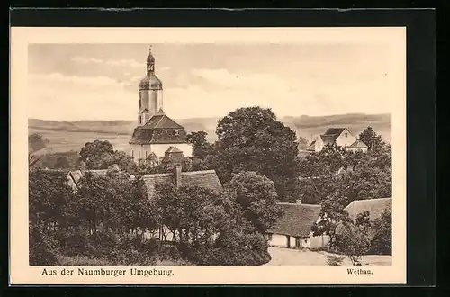 AK Wethau bei Naumburg, Ortspartie mit Kirche