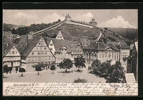 AK Esslingen, Ortsansicht mit Marktplatz