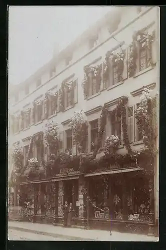 Foto-AK Karlsruhe, Buchbinder C. Feigler, Herrenstrasse 21, 1906