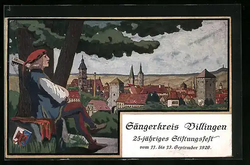 Künstler-AK Villingen, 25-jähriges Stiftungsfest 1920, Sängerfest