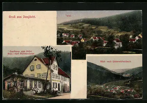 AK Dennjächt, Gasthaus zum Adler, Unterreichenbach, Totalansicht