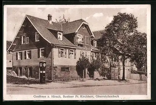 AK Oberreichenbach, Gasthaus zum Hirsch von der Strasse gesehen
