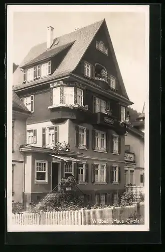 AK Wildbad, Hotel Haus Carola von der Strasse gesehen