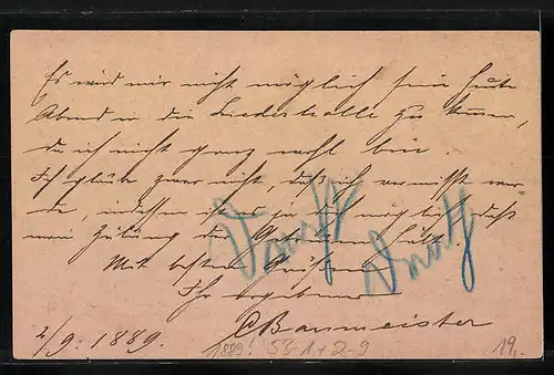 AK Stuttgart, 1889, Private Stadtpost