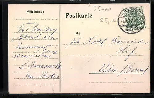 Künstler-AK Pforzheim, Hotel Post - Aussenansicht