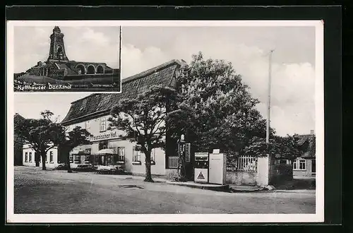 AK Kelbra / Kyffhäuser, Gasthaus Preussischer Hof und Kyffhäuser Denkmal